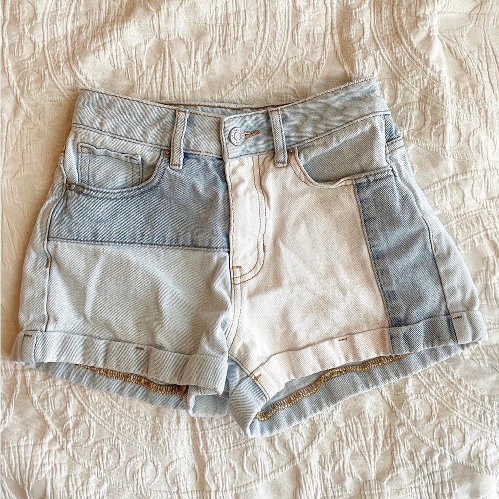 PACSUN COLOR BLOCK MOM JEAN SHORTS!